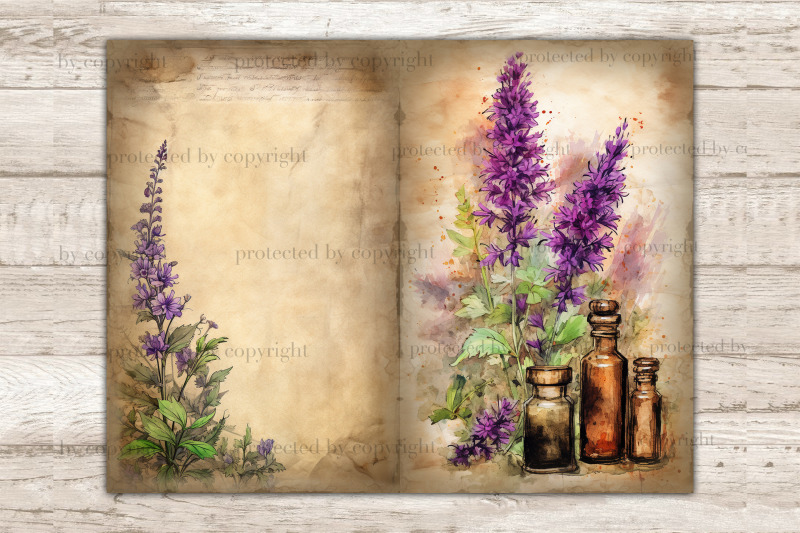patchouli-junk-journal-pages-flowers-collage-sheet