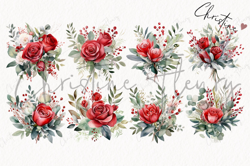 watercolor-red-roses-amp-eucalyptus-flower
