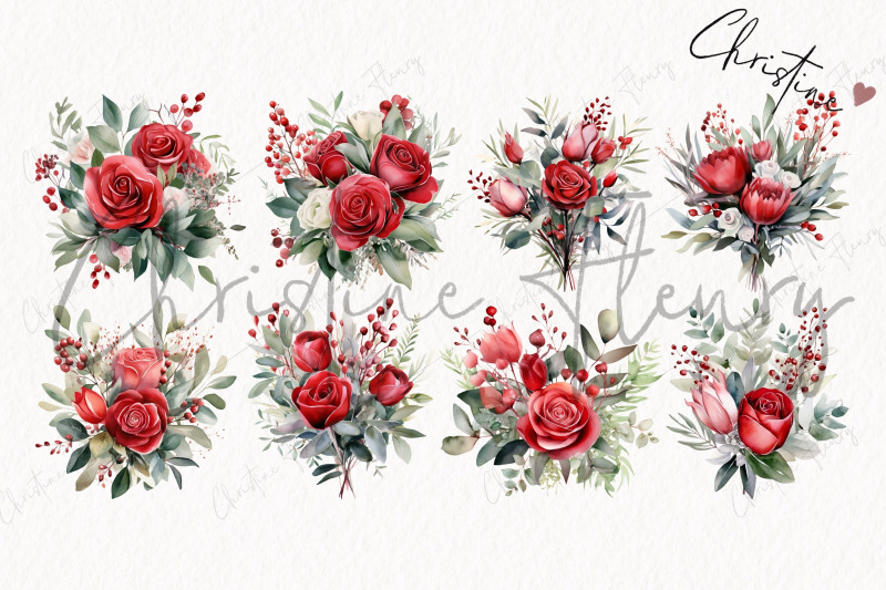 watercolor-red-roses-amp-eucalyptus-flower