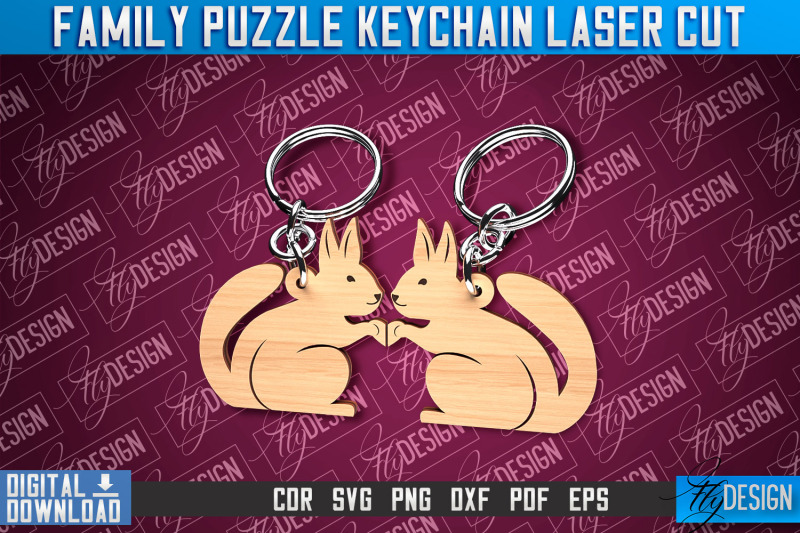 family-puzzle-keychain-squirrels-laser-cut-design-cnc-files