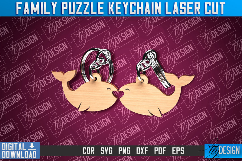 family-puzzle-keychain-whales-laser-cut-design-cnc-files