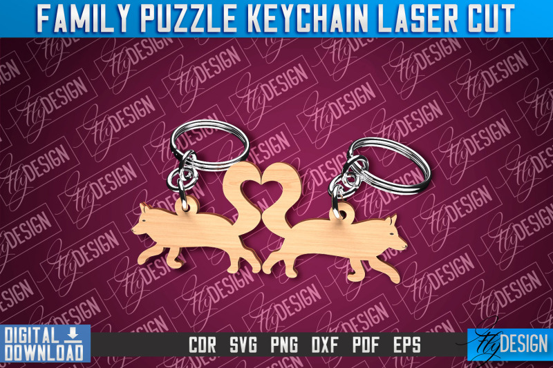 family-puzzle-keychain-wolfs-laser-cut-design-cnc-files