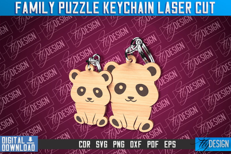 family-puzzle-keychain-panda-laser-cut-design-cnc-files