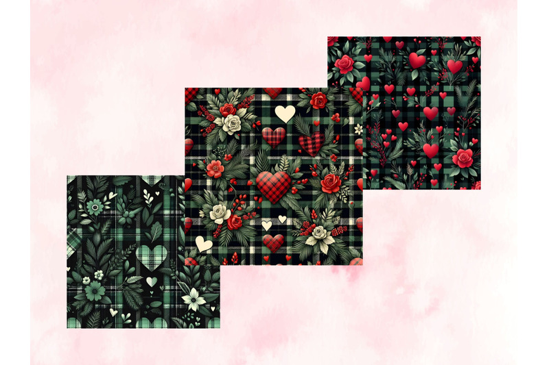 green-amp-black-plaid-valentine-day-digital-papers