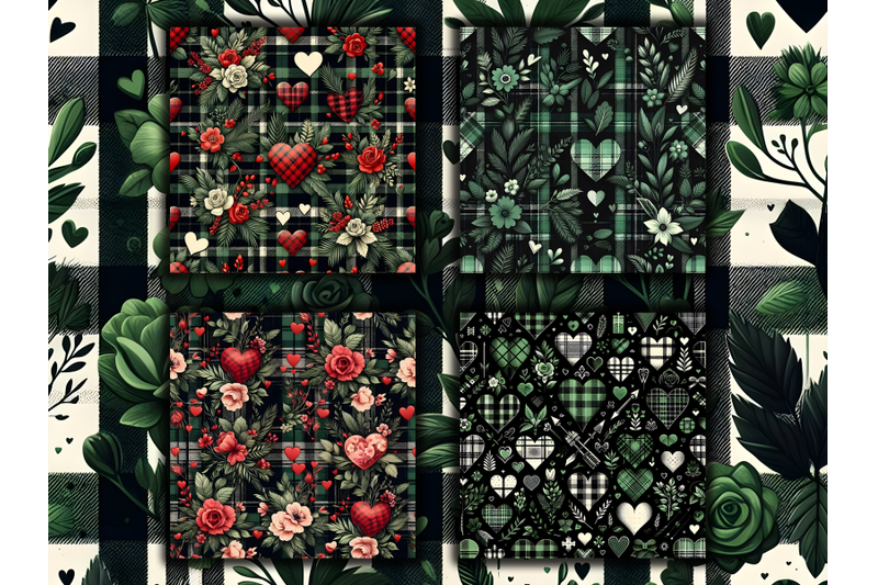 green-amp-black-plaid-valentine-day-digital-papers