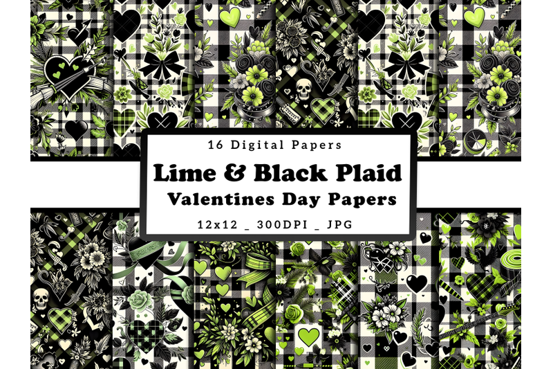 lime-amp-black-plaid-valentine-day-digital-papers