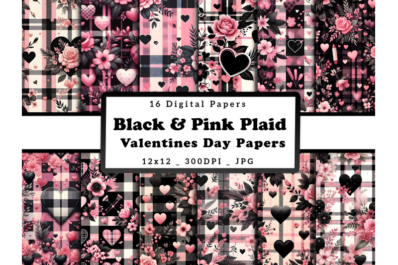 pink-amp-black-plaid-valentine-039-s-day-digital-patterns