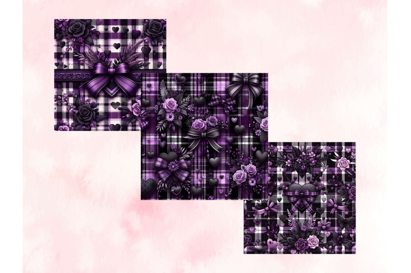 purple-amp-black-plaid-valentine-039-s-day-digital-patterns