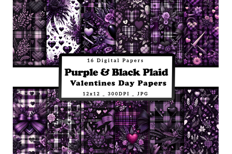 purple-amp-black-plaid-valentine-039-s-day-digital-patterns