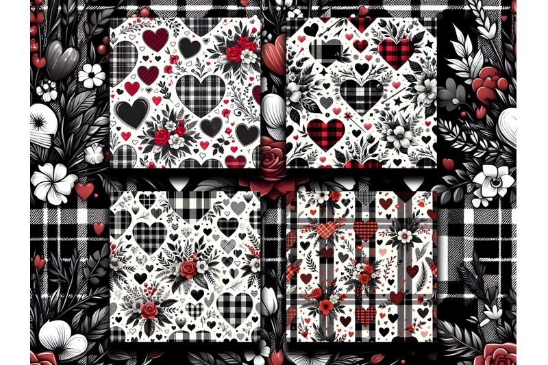 white-amp-black-plaid-valentine-039-s-day-digital-patterns