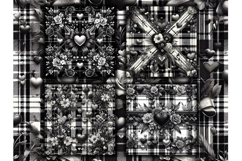 silver-amp-black-plaid-valentine-039-s-day-digital-patterns