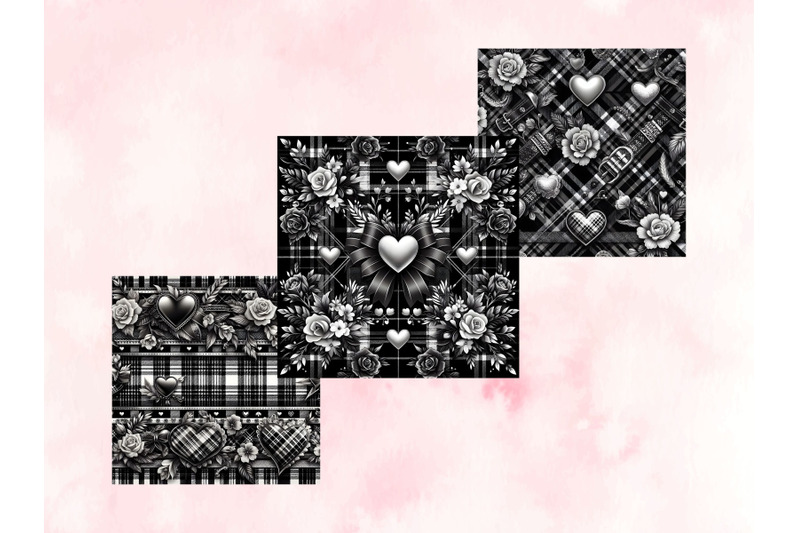 silver-amp-black-plaid-valentine-039-s-day-digital-patterns