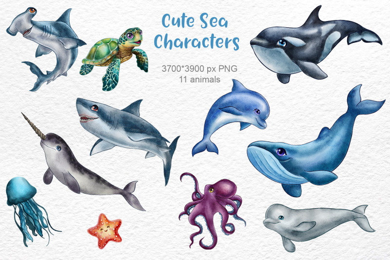 cute-sea-characters-watercolor