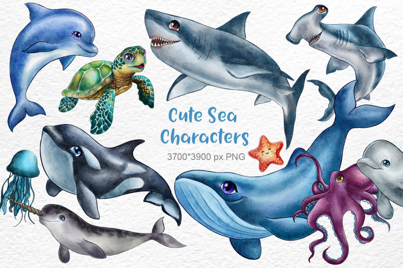 cute-sea-characters-watercolor