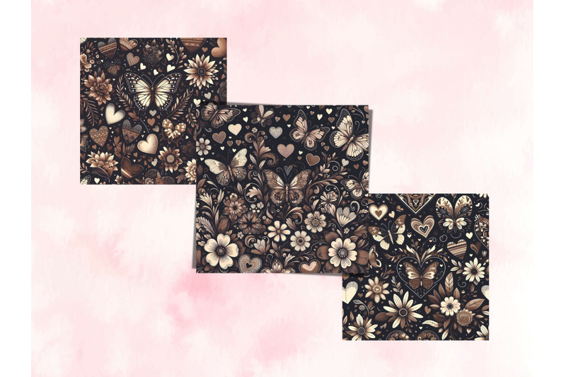 brown-floral-hearts-and-butterflies-valentine-039-s-day-digital-papers