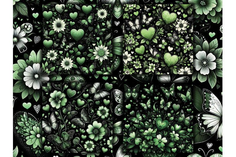 green-floral-hearts-and-butterflies-valentine-039-s-day-digital-papers