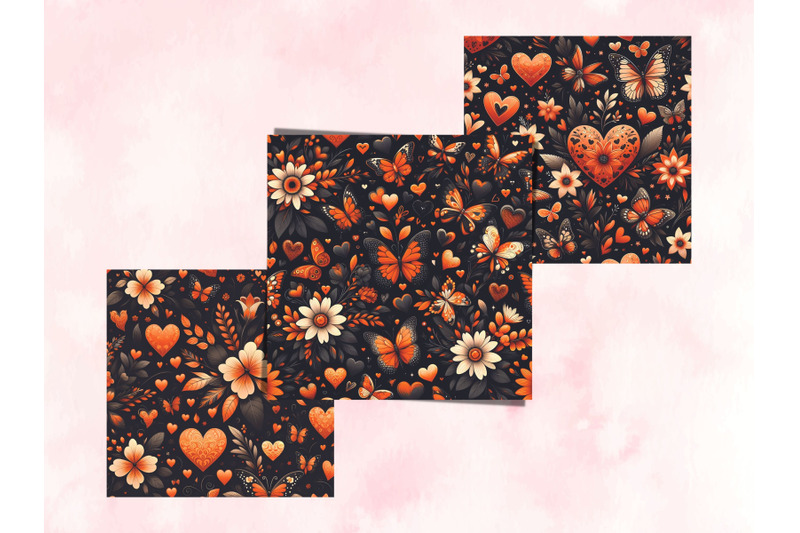 orange-floral-hearts-and-butterflies-valentine-039-s-day-digital-papers