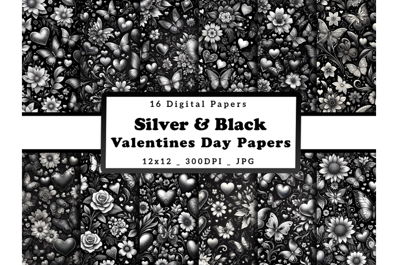 silver-floral-hearts-and-butterflies-valentine-039-s-day-digital-papers