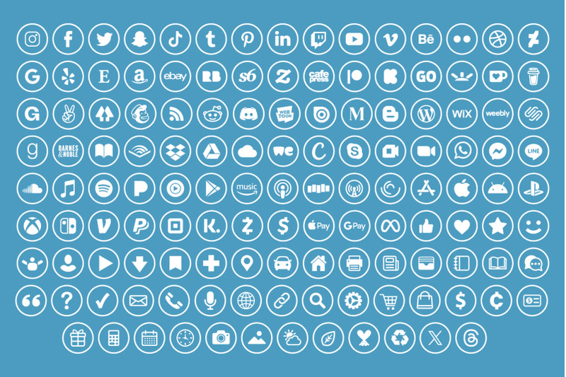 circle-outline-small-social-media-icons-set