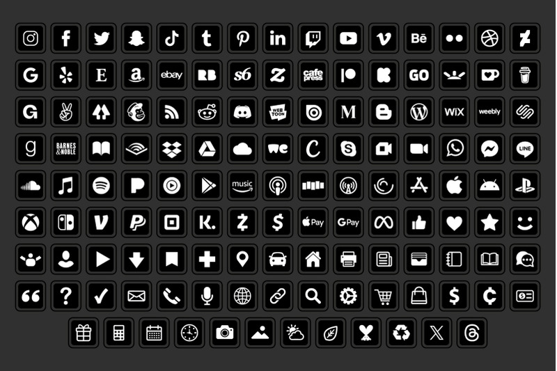 rounded-square-outer-border-social-media-icons-set