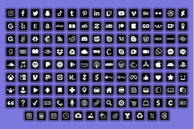 rounded-square-outer-border-social-media-icons-set