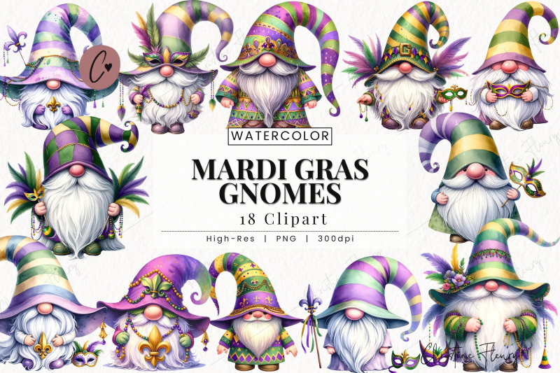 watercolor-mardi-gras-gnomes-clipart
