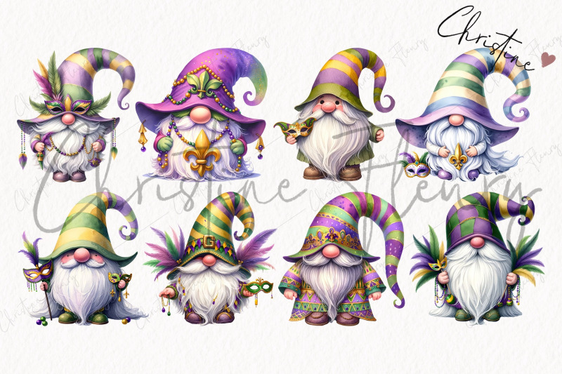 watercolor-mardi-gras-gnomes-clipart