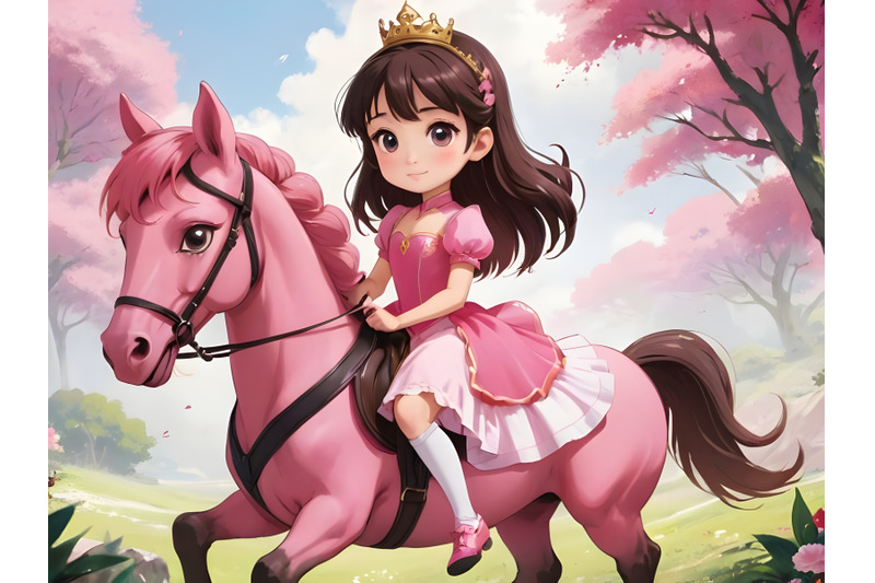 beautiful-princess-with-pink-dress-riding-horse