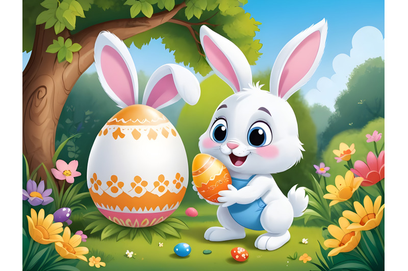 bunny-cartoon-painting-an-egg