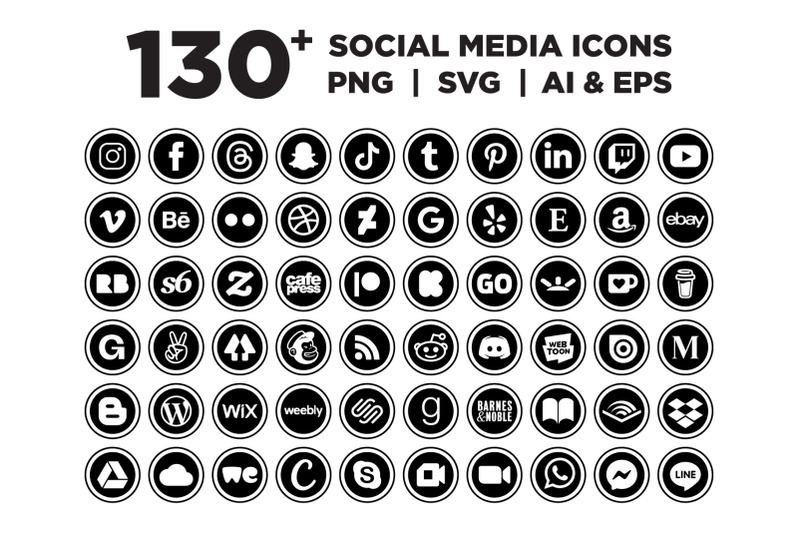 solid-circle-outer-border-social-media-icons-set