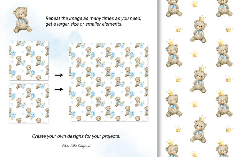 teddy-bear-baby-boy-digital-paper-baby-shower-seamless-patterns