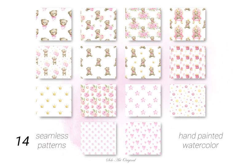 teddy-bear-baby-girl-digital-paper-baby-shower-seamless-patterns