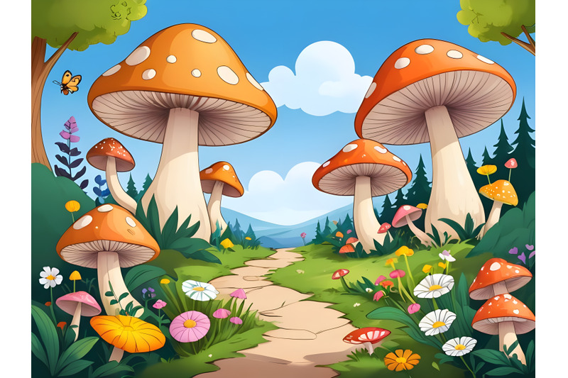 magic-landscape-with-mushrooms-and-flowers