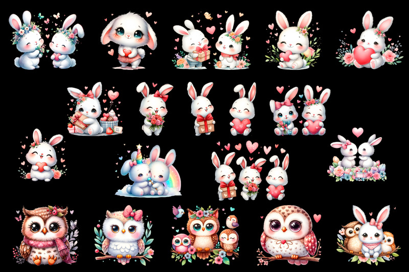 watercolor-cute-baby-bunny-and-owl-clipart-valentines-day