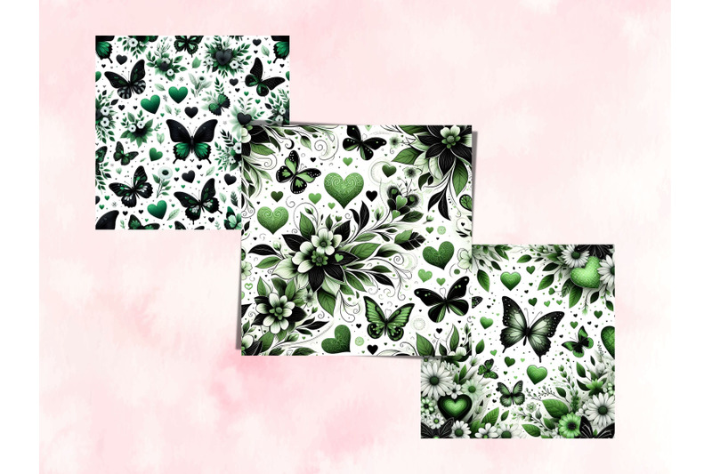 green-floral-hearts-and-butterflies-valentine-039-s-day-papers