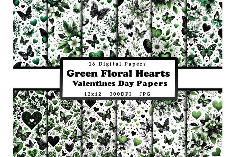 green-floral-hearts-and-butterflies-valentine-039-s-day-papers