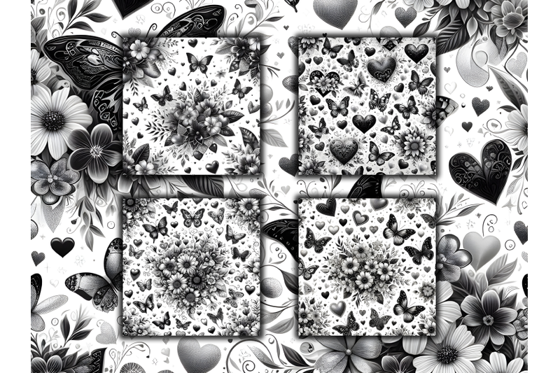 silver-floral-hearts-and-butterflies-valentine-039-s-day-papers