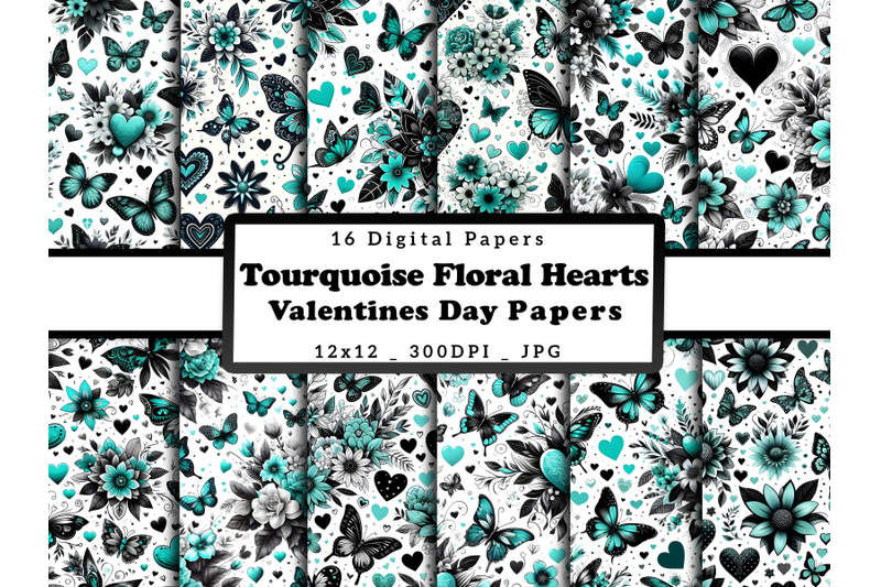 turquoise-floral-hearts-and-butterflies-valentine-039-s-day-papers