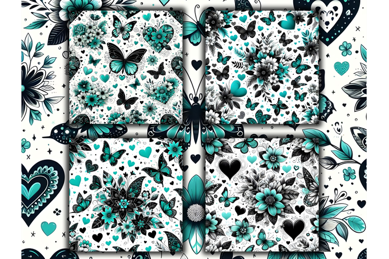 turquoise-floral-hearts-and-butterflies-valentine-039-s-day-papers