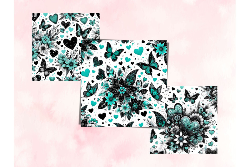 turquoise-floral-hearts-and-butterflies-valentine-039-s-day-papers