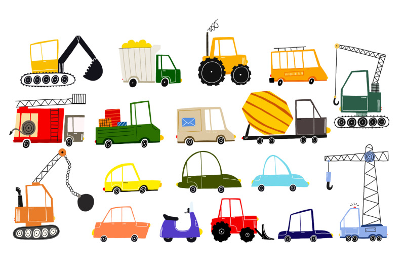 set-of-cartoon-cars-illustration-with-cartoon-transport