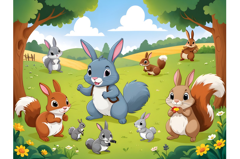 farm-animals-with-rabbits-and-squirrels