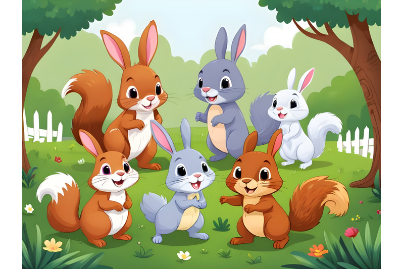 farm-animals-with-rabbits-and-squirrels