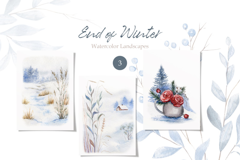 winter-flowers-and-landscapes-set