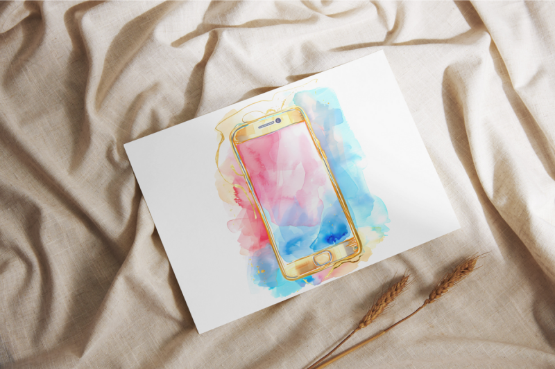 golden-smartphone-watercolor-sublimation