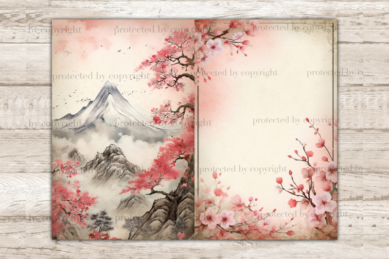 sakura-junk-journal-pages-flowers-collage-sheet
