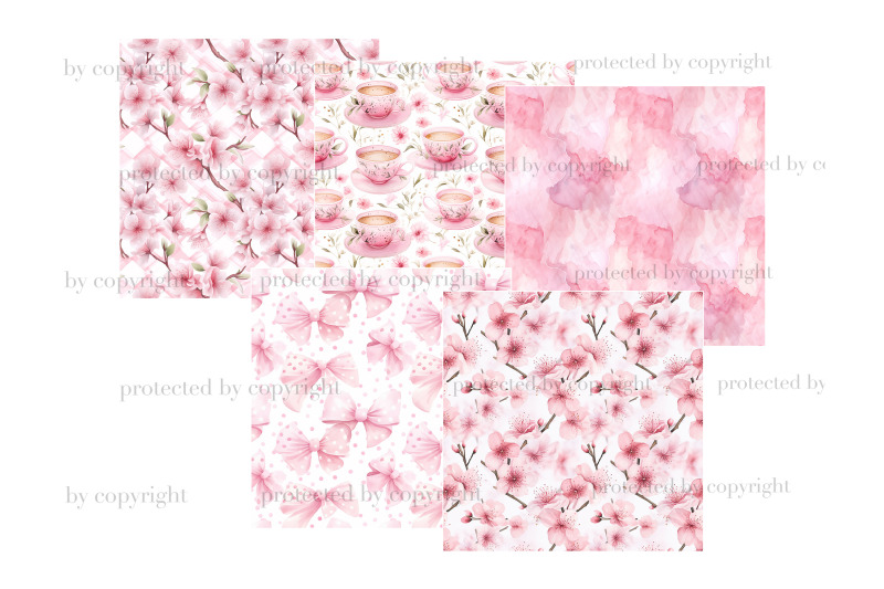 cherry-blossom-digital-paper-spring-patterns-bundle