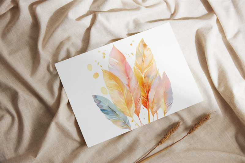 gold-edged-feather-watercolor-sublimation