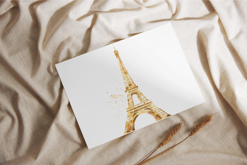 golden-eiffel-tower-watercolor-sublimation