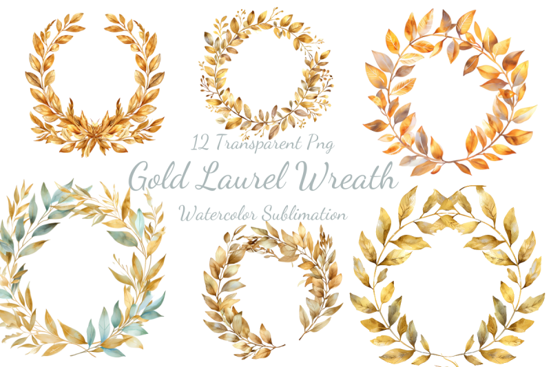 gold-laurel-wreath-watercolor-sublimation